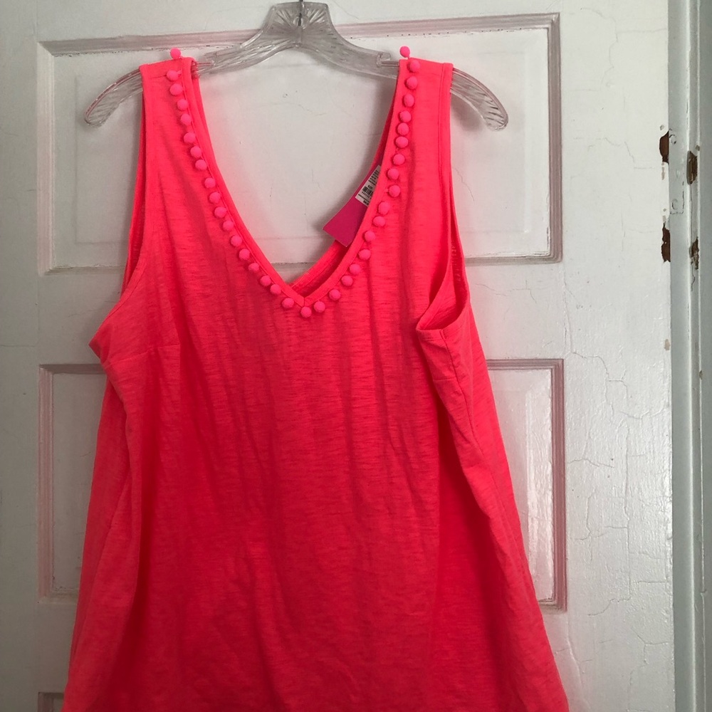 Lilly Pulitzer Neon Pink Pom Pom Tank Top - new with tags
